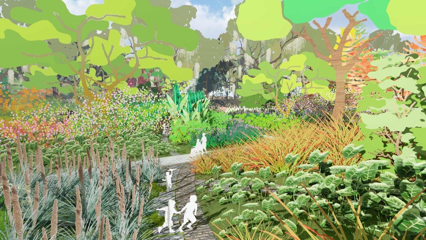 The Global Collection Garden—with three acres of themed tropical, subtropical, and arid zones—demonstrates a wide variety of diverse and beautiful plants from around the world that flourish in Houston’s climate